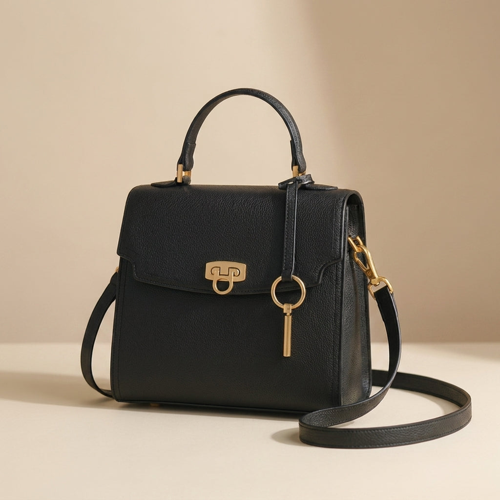 Lyvra | Elegancka torebka premium z klapką i złotymi detalami